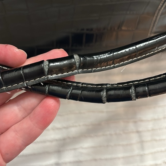 Wilson’s Leather Black Croc Embossed Travel Tote Bag Y2K - Picture 5 of 12